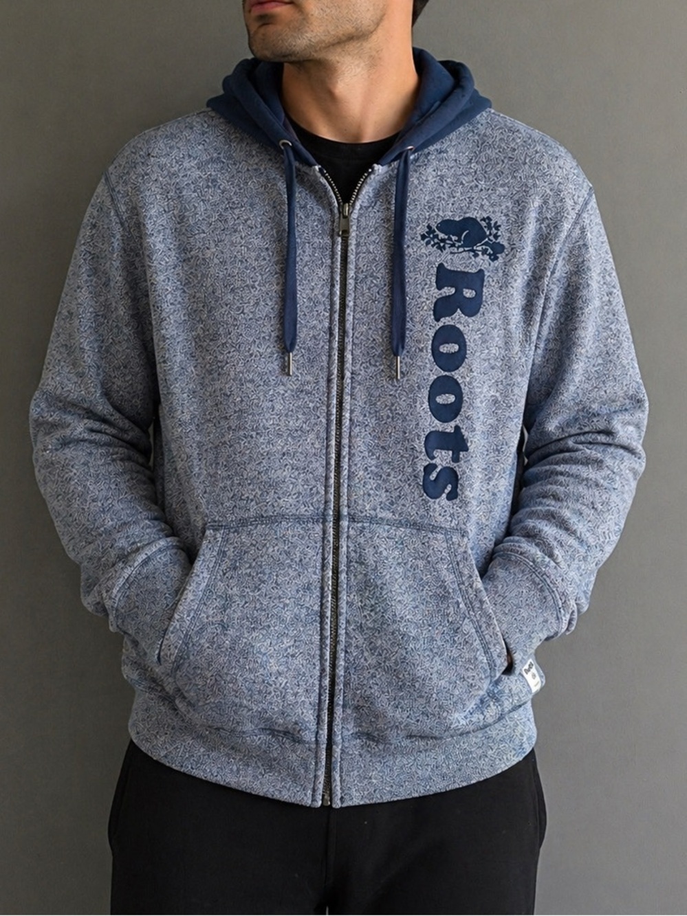 Roots Vancouver Hockey Zip Hoodie XL Men’s Grey Full Zip Beaver Logo Canada